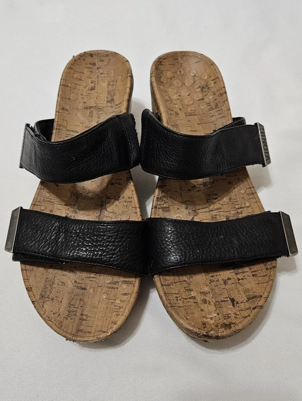VIONIC Pepper Platform Wedge Sandals- Wide Strap/Black/Open Toe - Womens Sz 10